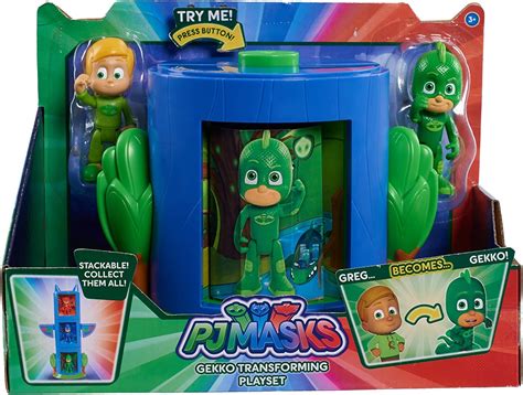 PJ Masks Transforming Figure Set-Gekko Blue – One-Touch Top Tred Toys