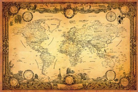 NEW ANTIQUE STYLE WORLD MAP / VINTAGE MAP / GLOBE / ATLAS / OLD WORLD MAP | eBay