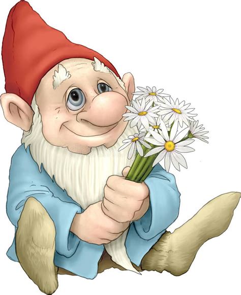 Loving Gnome. An illustration featuring a gnome sitting with a bouquet of flower , #Aff, # ...