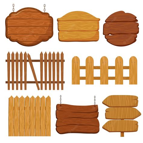 Premium Vector | Cartoon wooden garden fence.