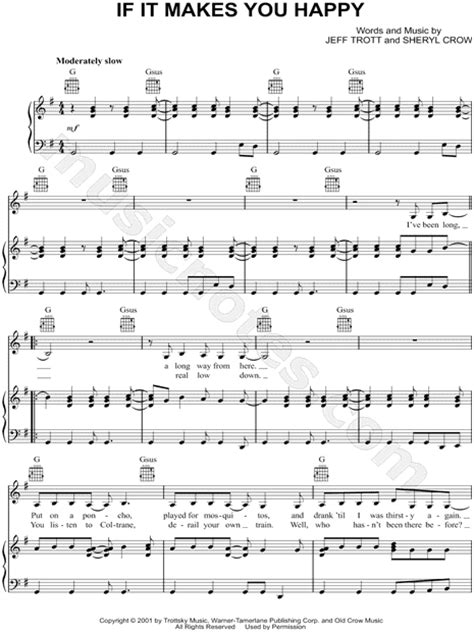 Sheryl Crow "If It Makes You Happy" Sheet Music in G Major ...