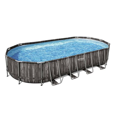 Best Buy: Bestway Power Steel Frame Above Ground Swimming Pool Set Gray ...