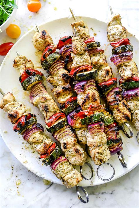 Grilled Greek Chicken Kebab Recipe | foodiecrush.com