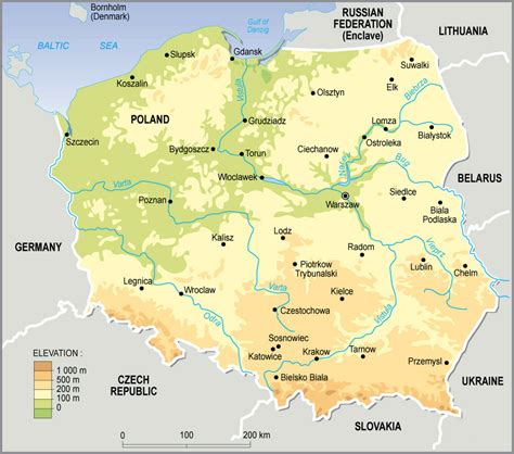 Physical map of Poland. Poland physical map | Vidiani.com | Maps of all ...