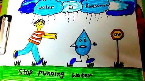 Save Water Poster Drawing Easy