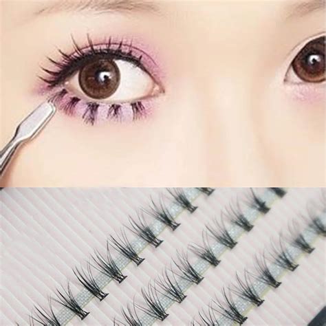 60pcs/set Individual False Eyelashes Black Natural Fake False Eyelash Long Cluster Extension ...