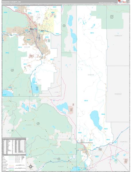 Washoe County, NV Wall Map Premium Style by MarketMAPS - MapSales