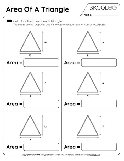 Area of a Triangle - Free worksheet for kids - SKOOLGO