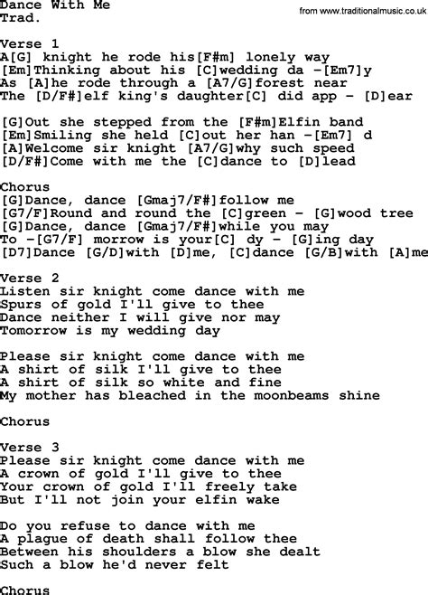 Top 1000 Folk and Old Time Songs Collection: Dance With Me - Lyrics with Chords and PDF