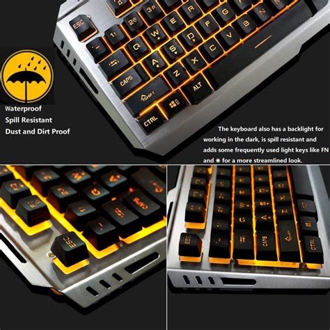 Buy Gaming Keyboard and Mouse Combo Orange Yellow Backlit,LED Backlight ...