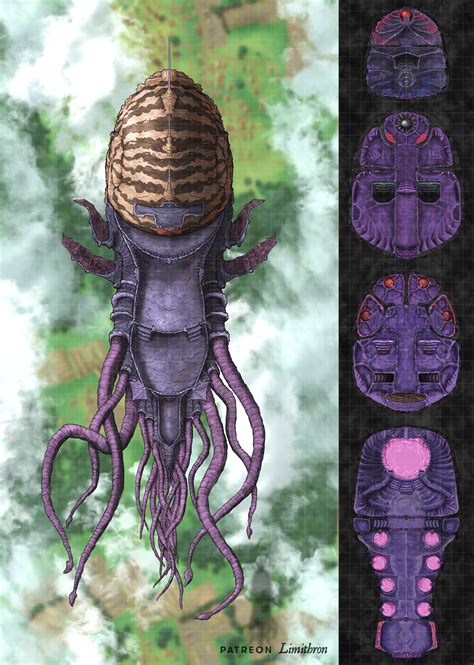 Nautiloid Illithid Mind Flayer Ship Battlemap that I drew in Photoshop [42x59][OC][ART] : r/DnD