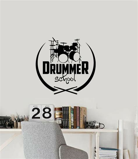 Vinyl Wall Decal Drum Set Drummer School Logo Music Stickers (3699ig) | eBay | Vinyl wall decals ...