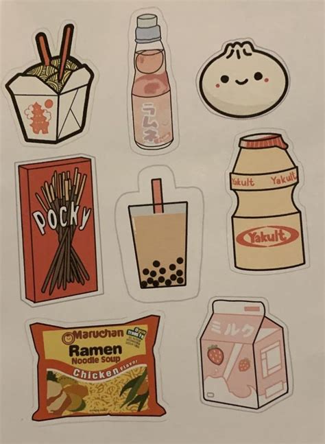 various stickers on the side of a white paper bag with food and drinks ...