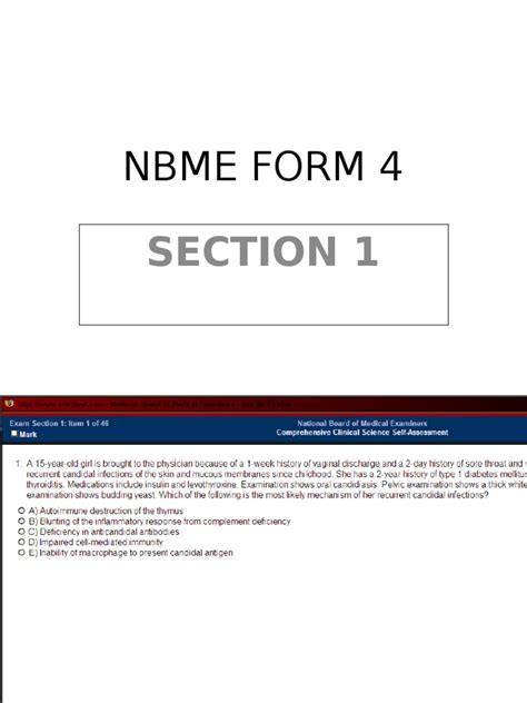 Nbme Form 4: Section 1 | PDF