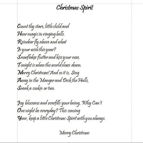 Christmas Spirit Poem Digital Download