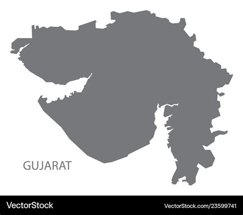 Gujarat india map grey Royalty Free Vector Image