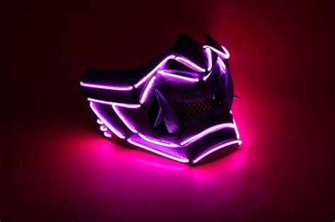 Glowing Cyberpunk Oni Mask Cyber Oni Mask Menpo Mask - Etsy