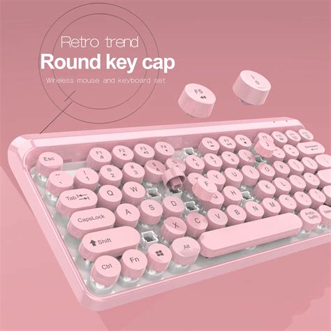 Retro Pink Keyboard 2.4g Wireless Keyboard And Mouse Combo - Buy Wireless Keyboard And Mouse ...