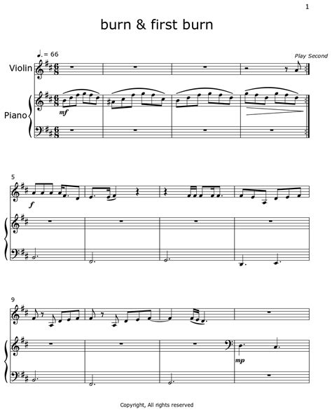 burn & first burn - Sheet music for Violin Lead, Piano