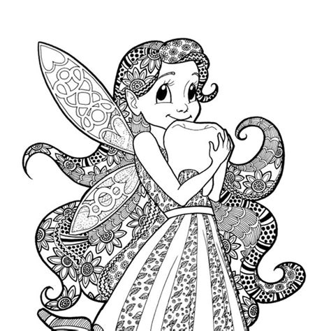 TOOTH FAIRY Coloring Page Zentangle Line Art Decorative - Etsy Ireland