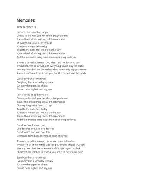 Memories Lyrics | PDF