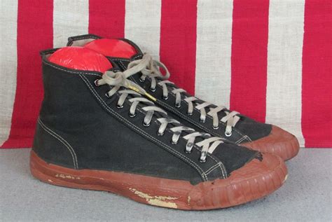 Vintage 1940s Keds Black Canvas Basketball Sneakers w… - Gem