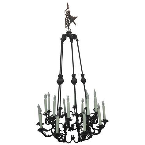 Vintage French Medieval Wrought Iron Chandelier at 1stDibs