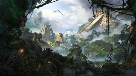 Wallpaper : temple, jungle, artwork, fantasy art 1920x1080 - WallpaperManiac - 1774685 - HD ...