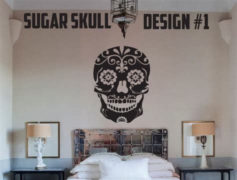 Sugar Skull 5 Designs Vinyl Wall Decals Multiple Colors