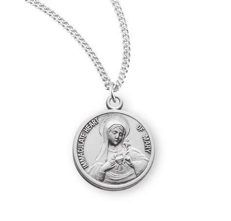 Immaculate Heart of Mary Round Sterling Silver Medal - Buy Religious Catholic Store