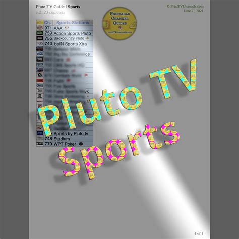 Pluto TV Guide - Sports Channels - Printable TV Channel Guides