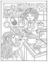 Girl Cooking Coloring Pages sketch template