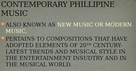 [Solved] Why do we need to learn contemporary Philippine music ...