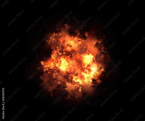 bright explosion flash on a black backgrounds. fire burst Stock ...