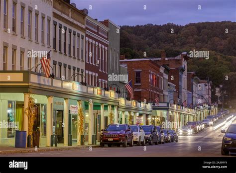 City of Little Falls, Herkimer County, New York State, USA: Main Street on a Friday evening ...