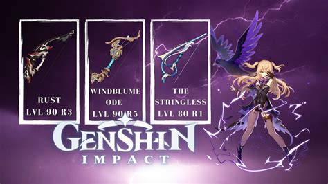 Genshin Impact - Support Fischl 4 Stars Bow Comparison. Rust vs Windblume Ode vs Stringless ...