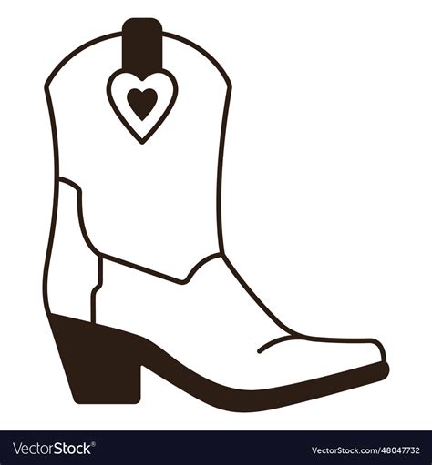 Cowgirl boot filled stroke Royalty Free Vector Image