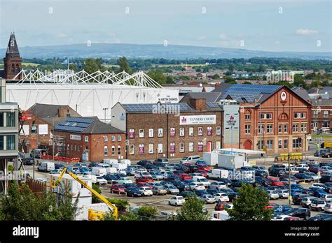 Warrington Skyline view one the shopping centre town in Cheshire uk ...