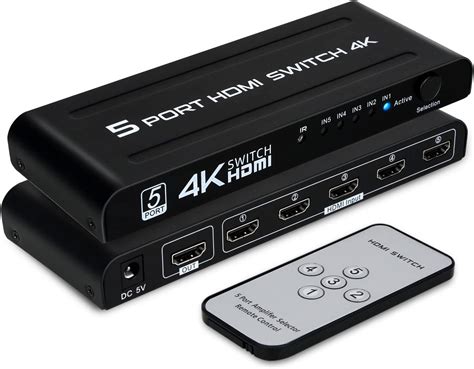 Amazon.com: 4K HDMI Switch 5 in 1 Out, 5 Port HDMI Switcher Selector Box with IR Remote Control ...