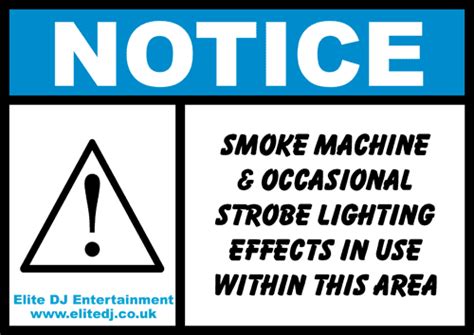 Warning Notice for lights, strobe etc