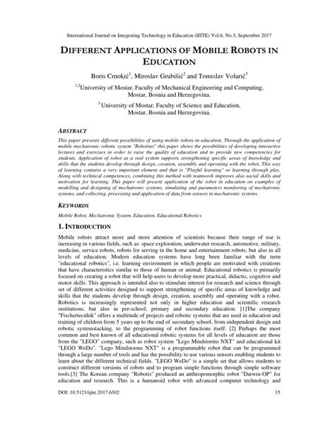 (PDF) Different Applications of Mobile Robots in Education