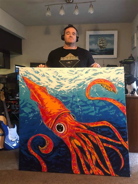 Giant Squid Painting. Acrylics on 50x50. : painting