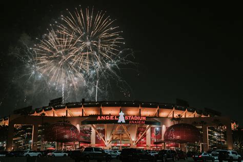 Download MLB Angel Stadium Anaheim Fireworks Wallpaper | Wallpapers.com