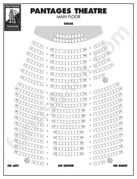 Pantages Theatre Seating Chart printable pdf download