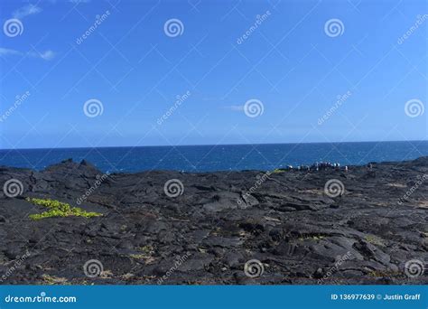 Lava Fields on the Big Island in Hawaii with the Pacific Ocean in the ...