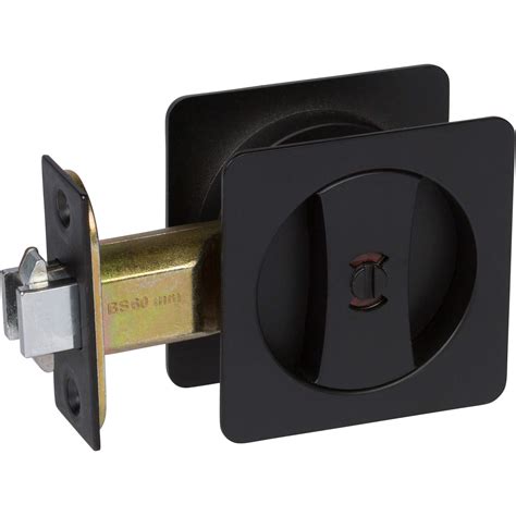 Buy Delaney Hardware 370104 Black Contemporary Privacy Square Pocket Door Lock with Edge Pulls ...