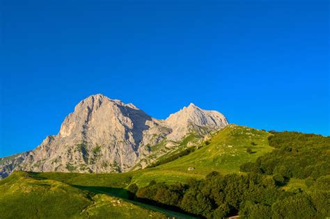 An overview that captures the mountain chain Gran Sasso located in the National Park Gran Sasso ...