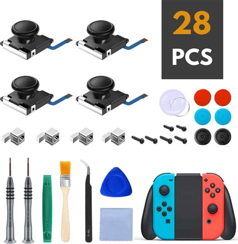 Joycon Joystick Replacement 4 Pack 3D Analog Stick Parts for Nintendo ...