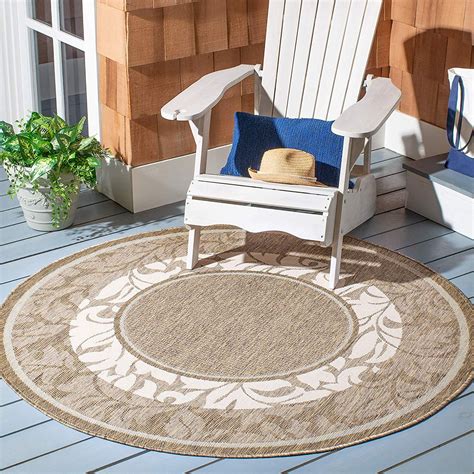 Safavieh Courtyard Collection CY1704-3009 Brown and Natural Indoor/ Outdoor Round Area Rug (6'7 ...