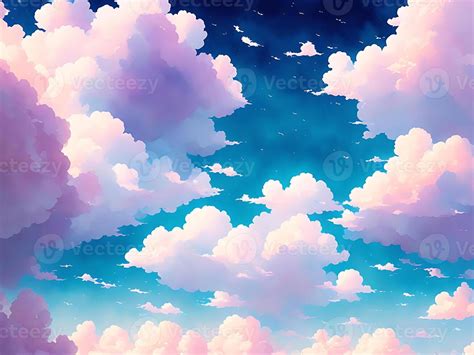 Beautiful anime clouds background with pastel color. 22805100 Stock ...